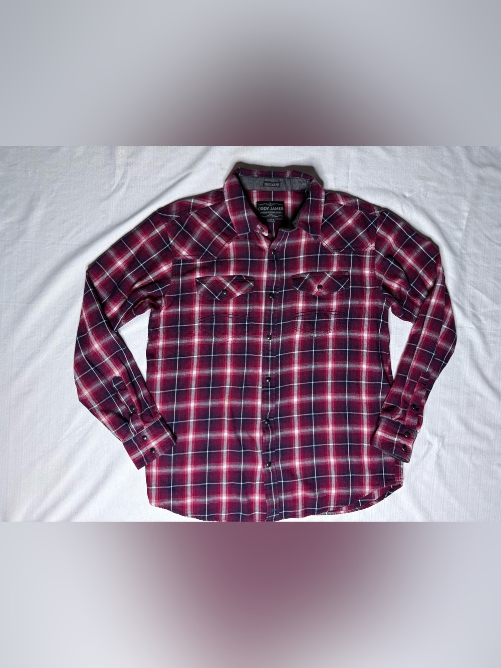 Cody James Western Shirt Mens Medium Red Plaid Snap Long Sleeve